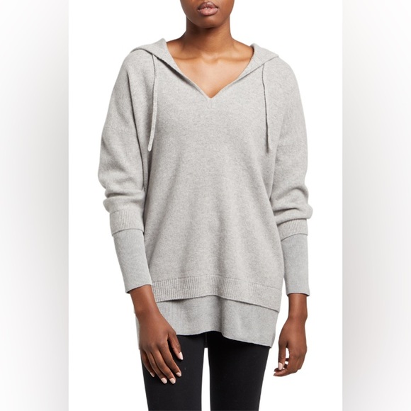 NAADAM Sweaters - NAADAM Cashmere Layered Hooded Sweater Hoodie XS Cement Grey NWT